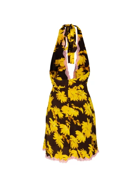 Rochie mini Staud cu model floral cu imagine din dantelă maro