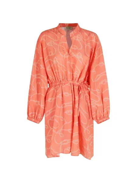 Sukienka mini Woolrich z nadrukiem wiązana pomarańczowa