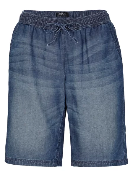 Lekkie bermudy z denimu z lnem niebieskie