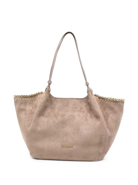Geantă shopper Love Moschino din piele de căprioară cu mărgele