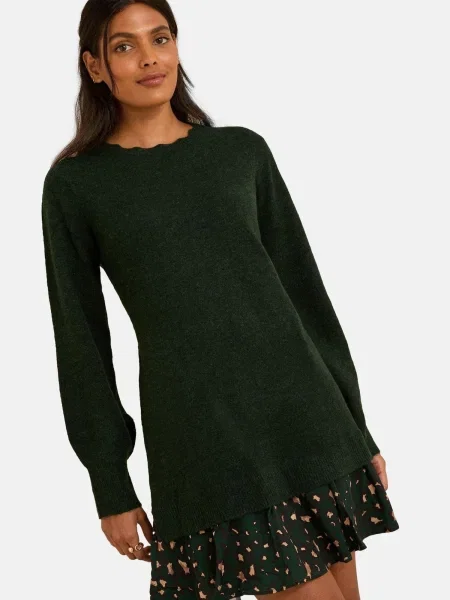 Love & roses Rochie tricotat / verde pin bej