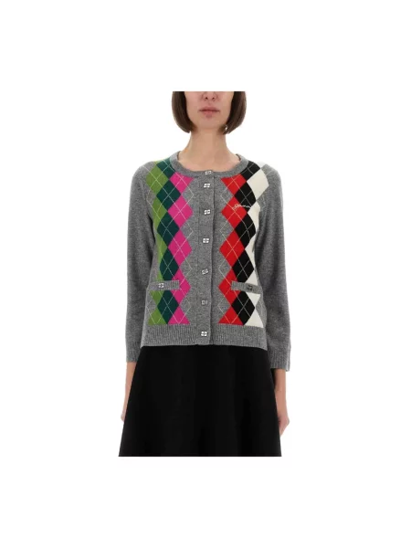 Wielobarwność kardigan Ganni wełniany z wzorem argyle