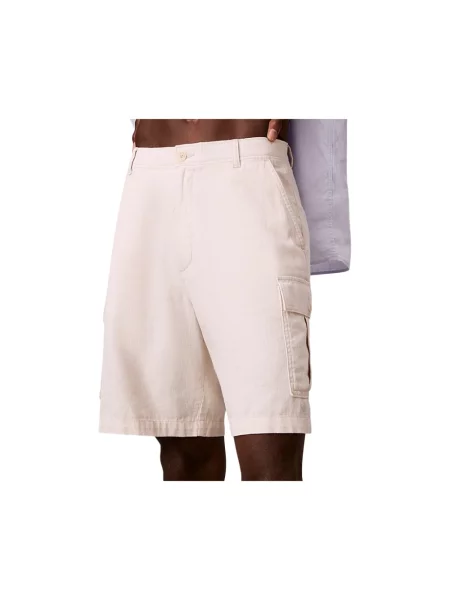 Calvin Klein Jeans szorty cargo z lnem białe