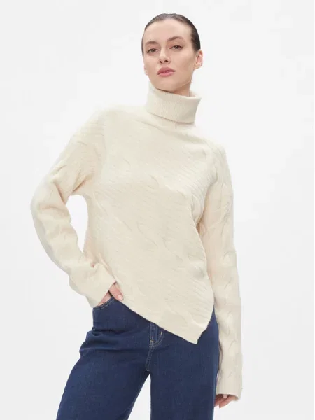 Calvin Klein Пуловер Asymetric Modern Cable Sweater бежов