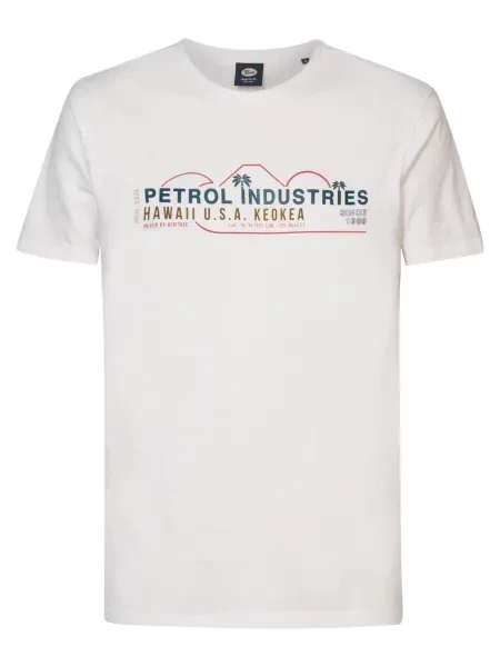 Petrol Industries Tricou albastru / auriu / roșu alb