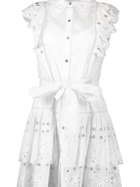 Rochie mini Christy Lynn cu volane de costum alb
