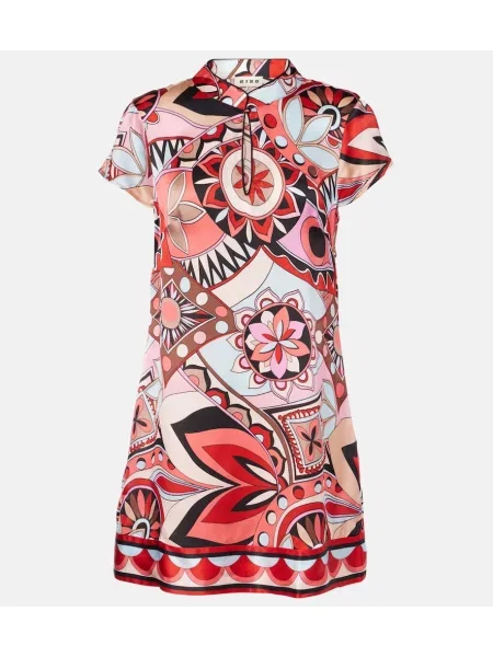 Rochie Rixo de mătase cu imagine roșu