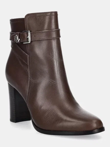 Кожени боти Lauren Ralph Lauren Brke Bt Hl 2 с дебел кафяво