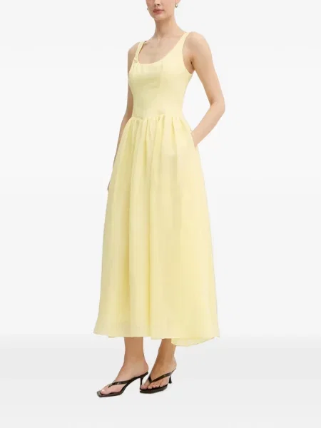 Rochie midi Bardot evazată galben