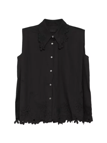 Cămașă Jnby cu broderie fără mâneci negru