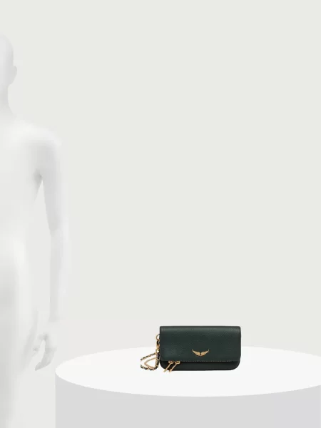 Zadig&Voltaire keresztpántos táska női bőr ROCK NANO GRAINED LEATHER zöld