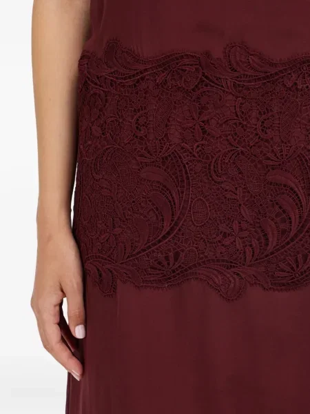 Rochie midi Ferragamo din dantelă până la genunchi de costum roșu
