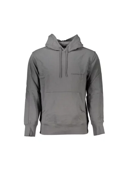 Bluza z kapturem Calvin Klein z kapturem z nadrukiem elegancka szara