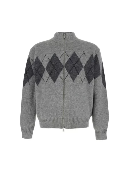 Sweter Coor wełniany z wzorem argyle szary