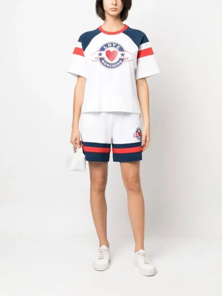 Dryžuotos šortai Love Moschino balta