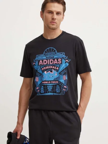 Тениска adidas Originals Street 4 с принт черно