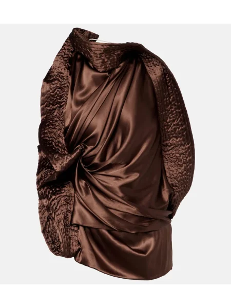 Top Dries Van Noten din satin drapat maro