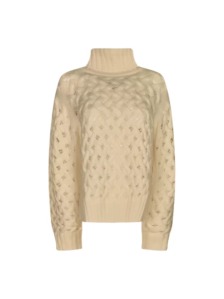 Sweter z golfem Parosh do golfa beżowy