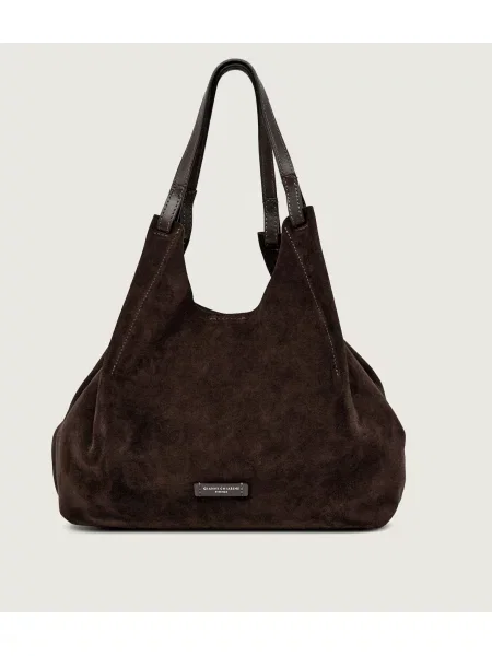 GIANNI CHIARINI Geantă shopper + borsetă Dua | piele întoarsă maro