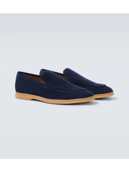 Pantofi loafer Eleventy din piele de căprioară albastru
