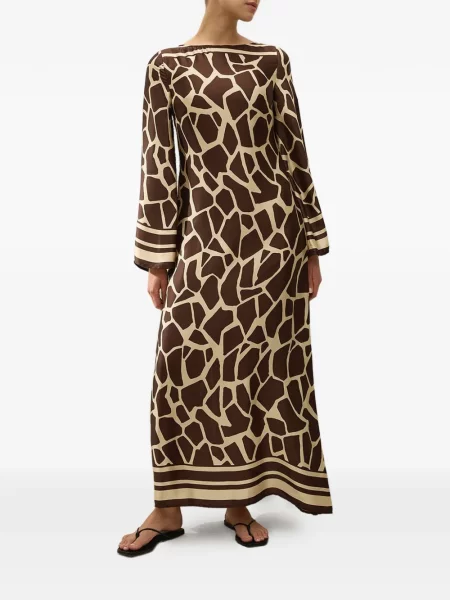 Rochie maxi Faithfull The Brand lungă de costum maro
