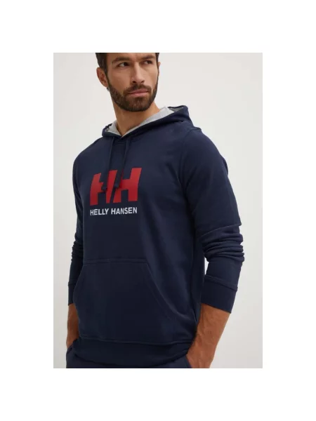 Bluza z kapturem Helly Hansen z logo niebieska