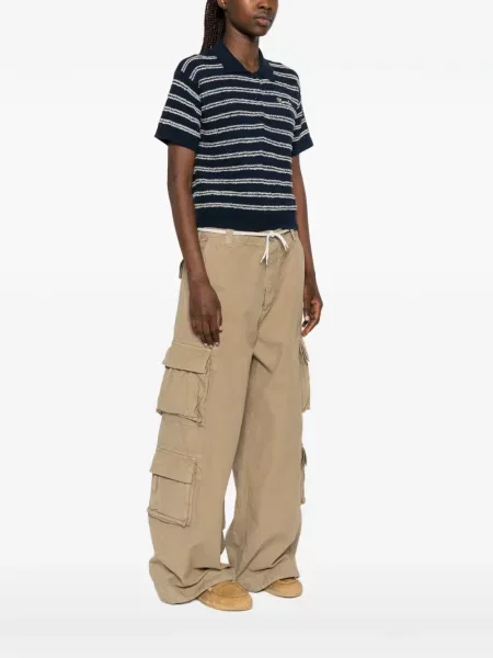 Ριγέ polo Moncler με κέντημα μπλε