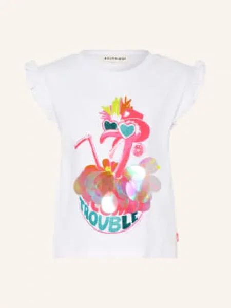 Billieblush Tričko S Volánky / neonově růžová / neonově žlutá bílá