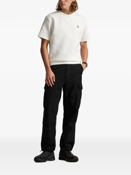Fleece polo Polo Ralph Lauren με κέντημα με λαιμόκοψη v κόκκινο