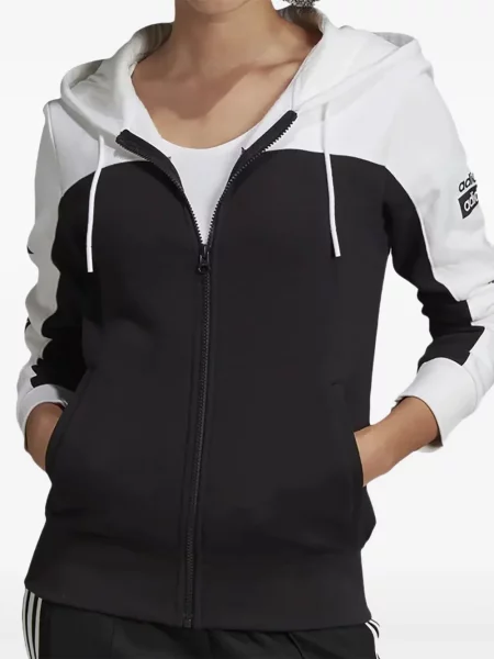 Legginsy Adidas do biegania z nadrukiem z dekoltem w serek czerwone