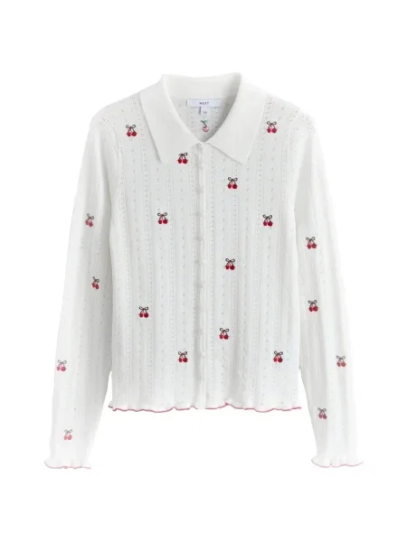 Next Geacă tricotată verde / roșu alb