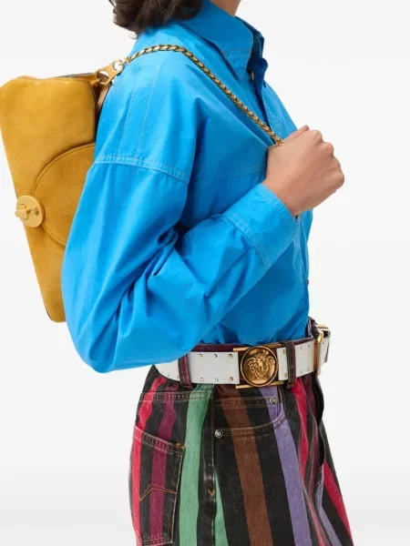 Geantă plic Versace din piele de căprioară galben