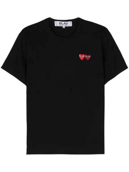 Tricou Comme Des Garcons Play cu aplicații cu motiv cu inimi negru