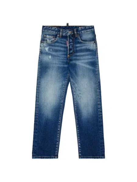 Jeansy straight leg dziecięce Dsquared2 niebieskie