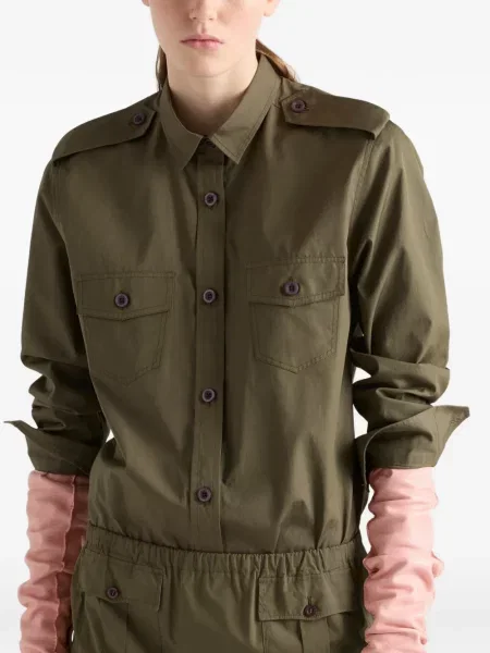 Cămașă Prada din poplin verde