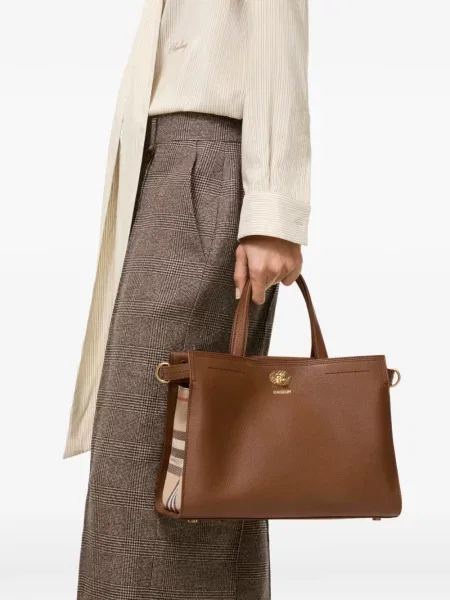Καρό τσάντα shopper Burberry καφέ