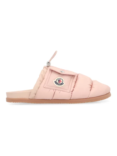 Klapki mules Moncler skórzane różowe