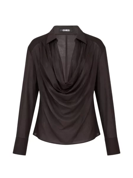 Top Club21 Collection de mătase drapat maro