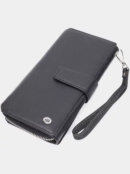 Кожаный кошелек St Leather Accessories черный