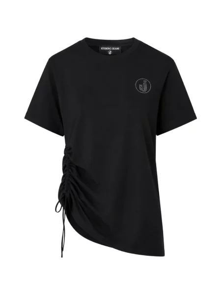 Tricou Iceberg cu volane asimetric negru