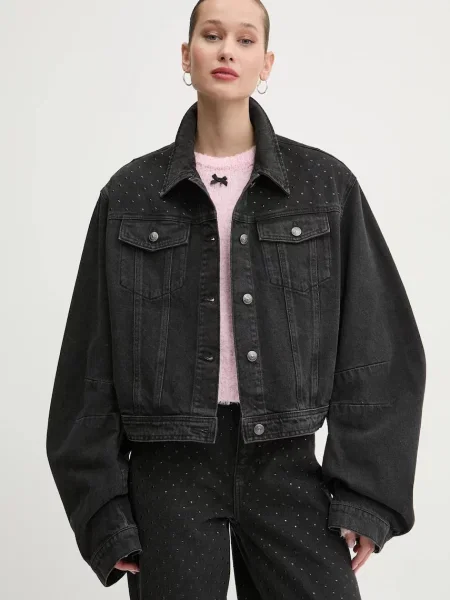 Rotate geaca jeans femei de tranzitie oversize gri