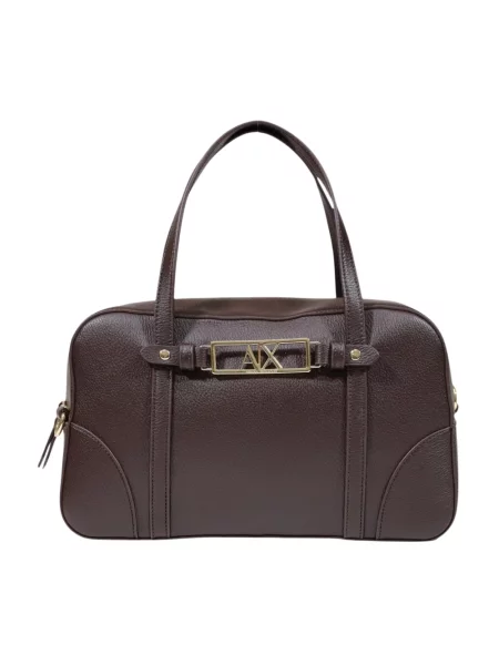 Torebka Armani Exchange skórzana biznesowa brązowa