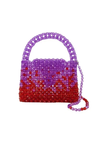 Torebka hobo Germanier z perełkami czerwona