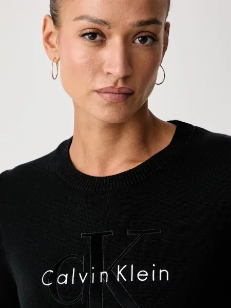 Calvin Klein Jeans тениска тип пуловер дамска от черно