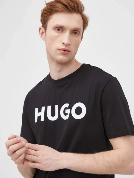 Тениска HUGO с принт черно