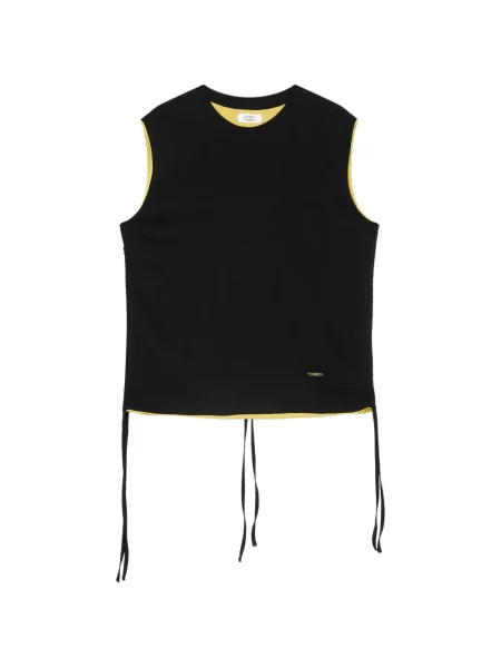 Top Tomboy fără mâneci cu cordon negru
