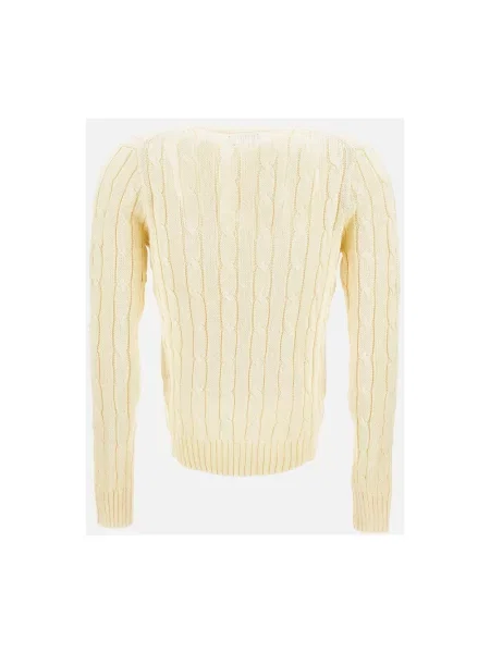 Polo Ralph Lauren Sweter z dzianiny Kobiety żółty jednolity S biały