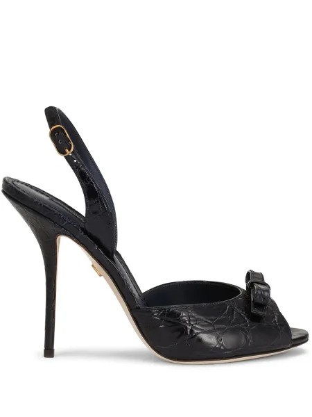 Sandale Dolce & Gabbana cu funde din piele negru