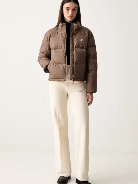 Calvin Klein Jeans péřová bunda hnědá