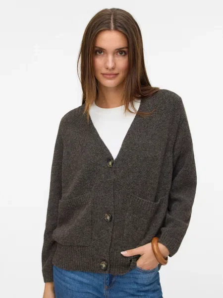 VERO MODA Geacă tricotată VMBOOM închis maro